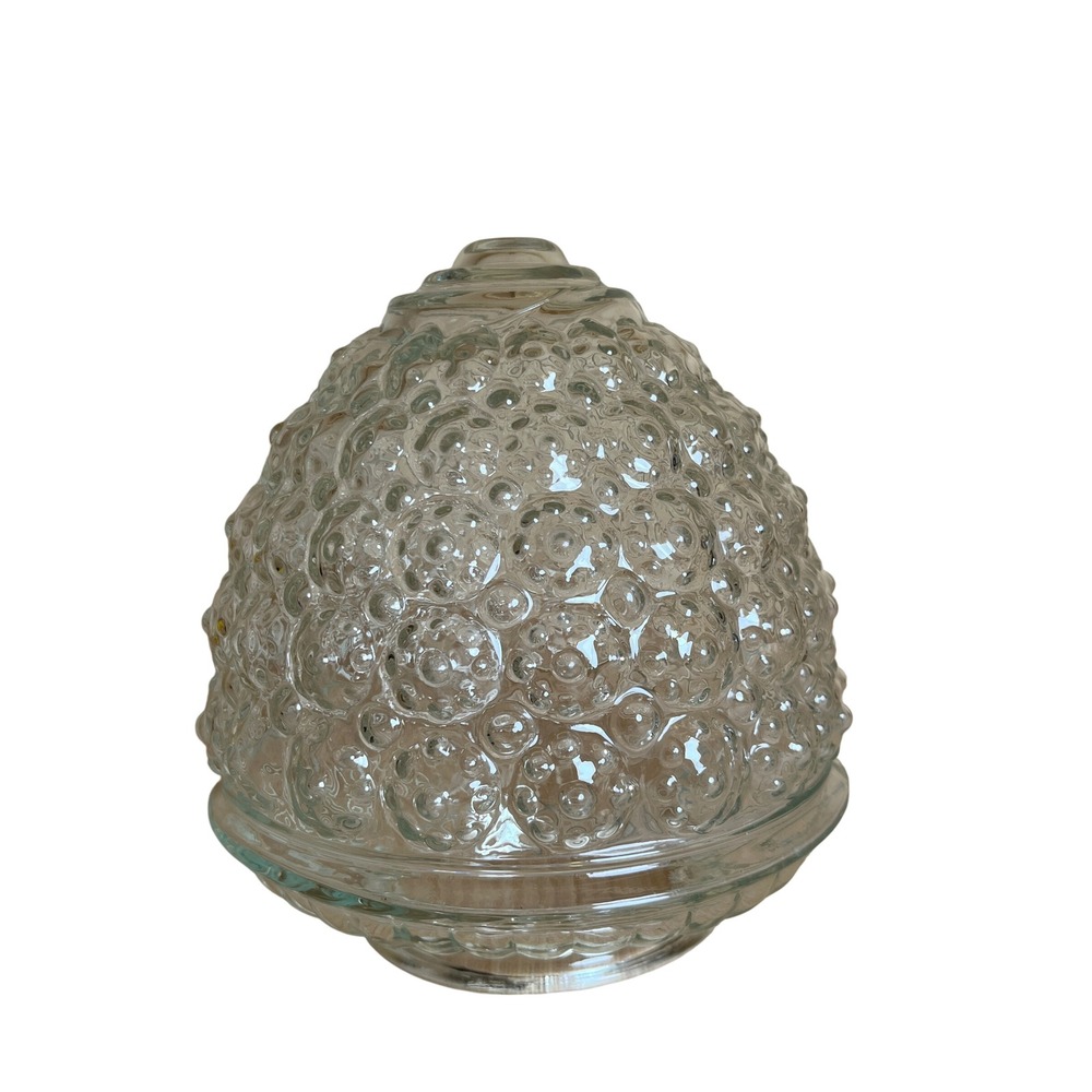 Vintage 50s Clear Textured Bubble Glass Light Shade Acorn Pinecone MCM Retro